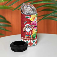 Santa Surf Mele Kalikimaka Personalized 4 in 1 Can Cooler Tumbler Aloha Tropical Christmas Vibes - Polynesian Pride