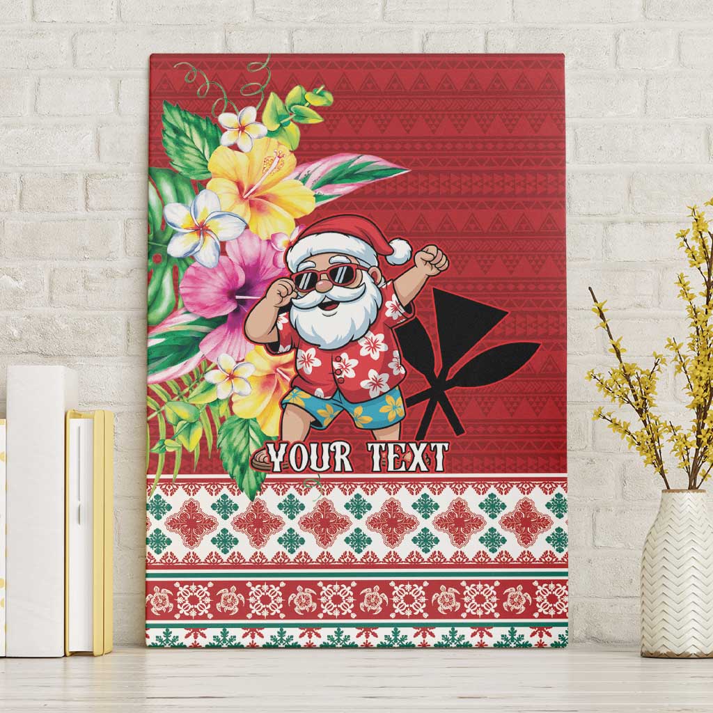Santa Surf Mele Kalikimaka Personalized Canvas Wall Art Aloha Tropical Christmas Vibes - Polynesian Pride