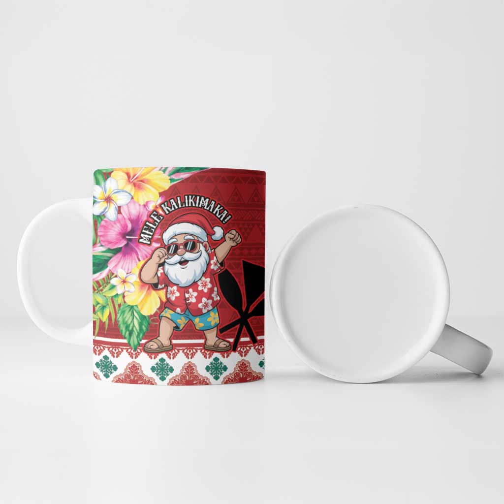 Santa Surf Mele Kalikimaka Personalized Ceramic Mug Aloha Tropical Christmas Vibes - Polynesian Pride