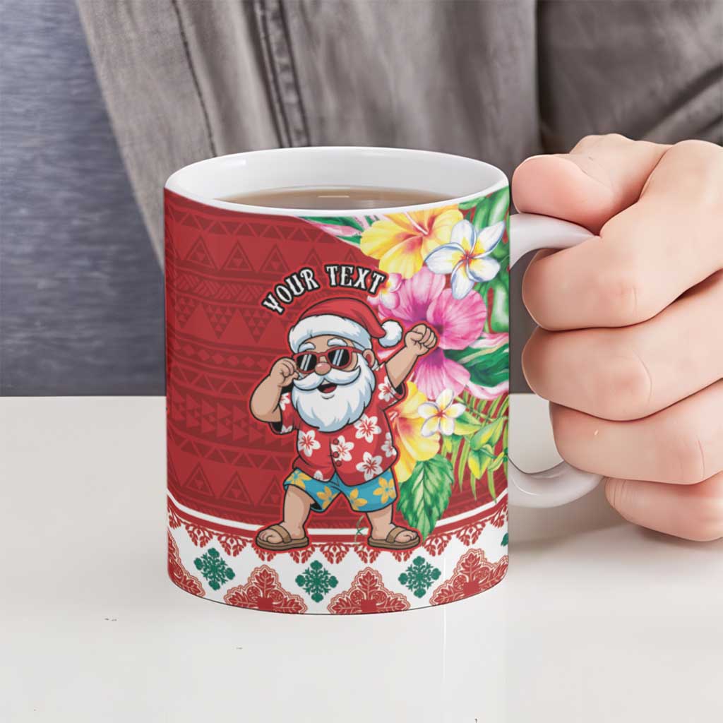 Santa Surf Mele Kalikimaka Personalized Ceramic Mug Aloha Tropical Christmas Vibes - Polynesian Pride