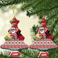 Santa Surf Mele Kalikimaka Personalized Ceramic Ornament Aloha Tropical Christmas Vibes - Polynesian Pride