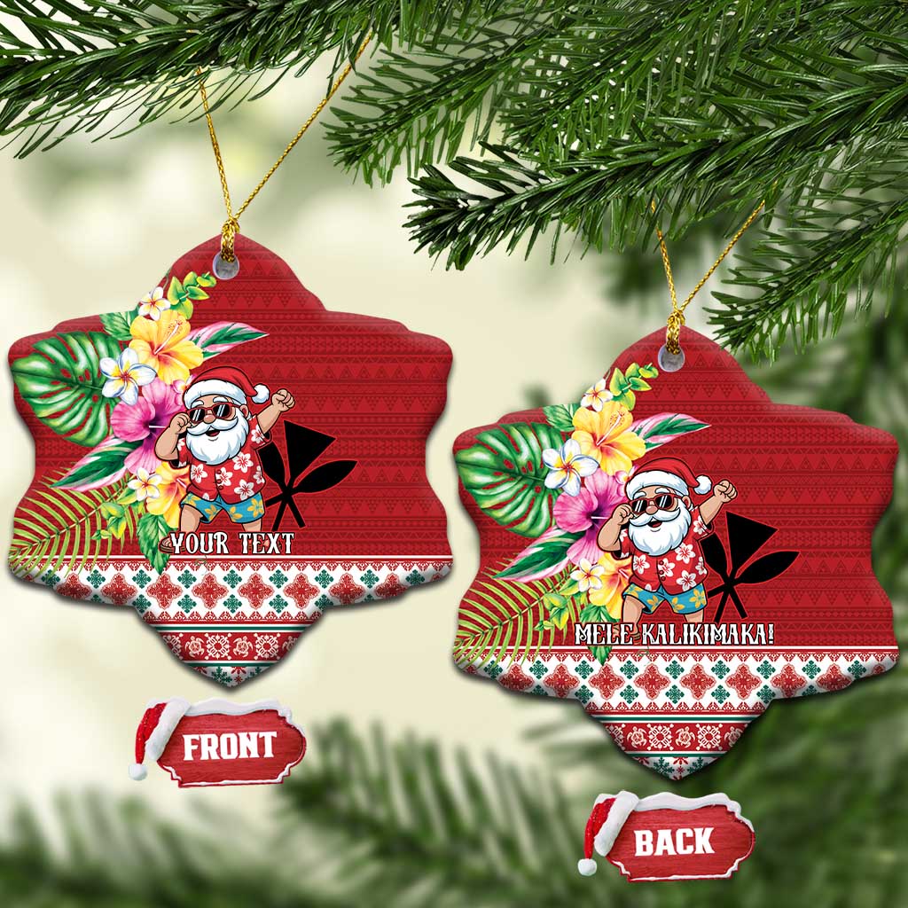Santa Surf Mele Kalikimaka Personalized Ceramic Ornament Aloha Tropical Christmas Vibes - Polynesian Pride