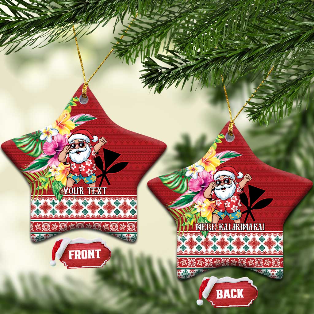 Santa Surf Mele Kalikimaka Personalized Ceramic Ornament Aloha Tropical Christmas Vibes - Polynesian Pride