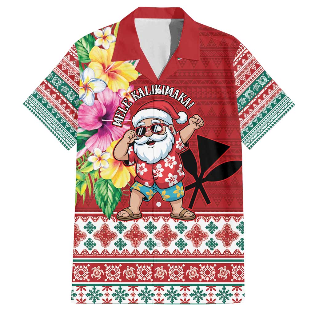 Santa Surf Mele Kalikimaka Personalized Family Matching Long Sleeve Bodycon Dress and Hawaiian Shirt Aloha Tropical Christmas Vibes - Polynesian Pride