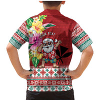 Santa Surf Mele Kalikimaka Personalized Family Matching Mermaid Dress and Hawaiian Shirt Aloha Tropical Christmas Vibes - Polynesian Pride