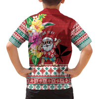 Santa Surf Mele Kalikimaka Personalized Family Matching Puletasi and Hawaiian Shirt Aloha Tropical Christmas Vibes - Polynesian Pride