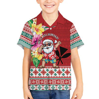 Santa Surf Mele Kalikimaka Personalized Family Matching Puletasi and Hawaiian Shirt Aloha Tropical Christmas Vibes - Polynesian Pride