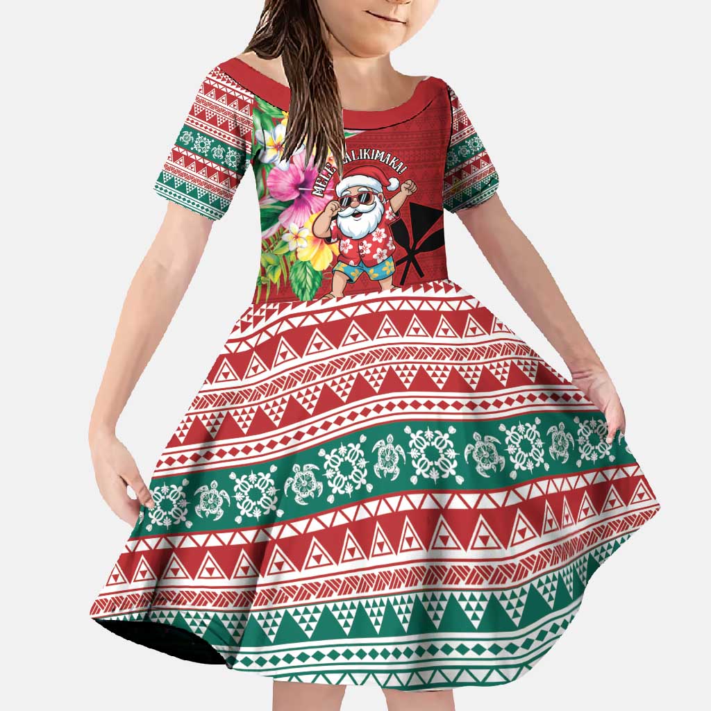 Santa Surf Mele Kalikimaka Personalized Family Matching Short Sleeve Bodycon Dress and Hawaiian Shirt Aloha Tropical Christmas Vibes - Polynesian Pride