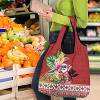 Santa Surf Mele Kalikimaka Personalized Grocery Bag Aloha Tropical Christmas Vibes - Polynesian Pride