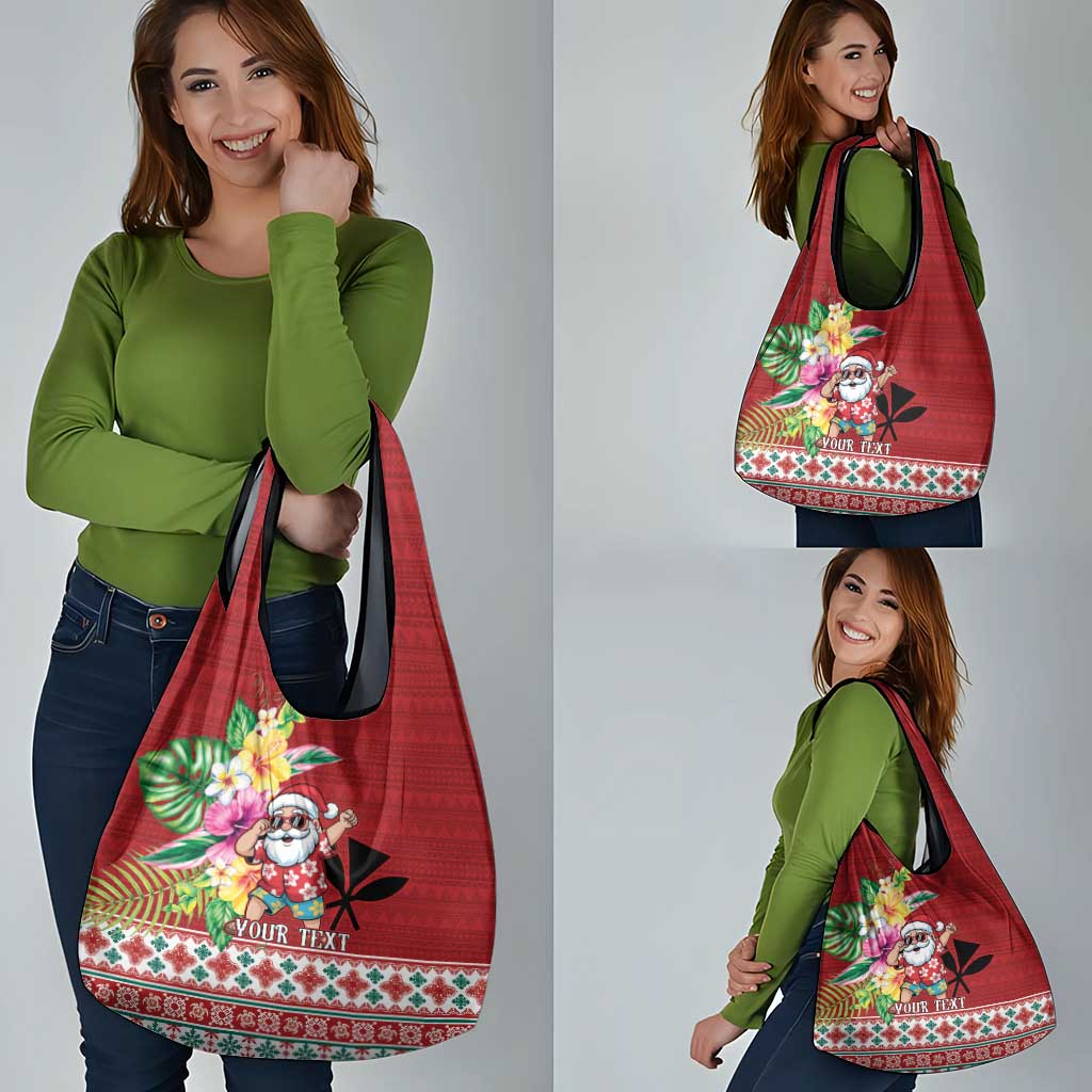 Santa Surf Mele Kalikimaka Personalized Grocery Bag Aloha Tropical Christmas Vibes - Polynesian Pride