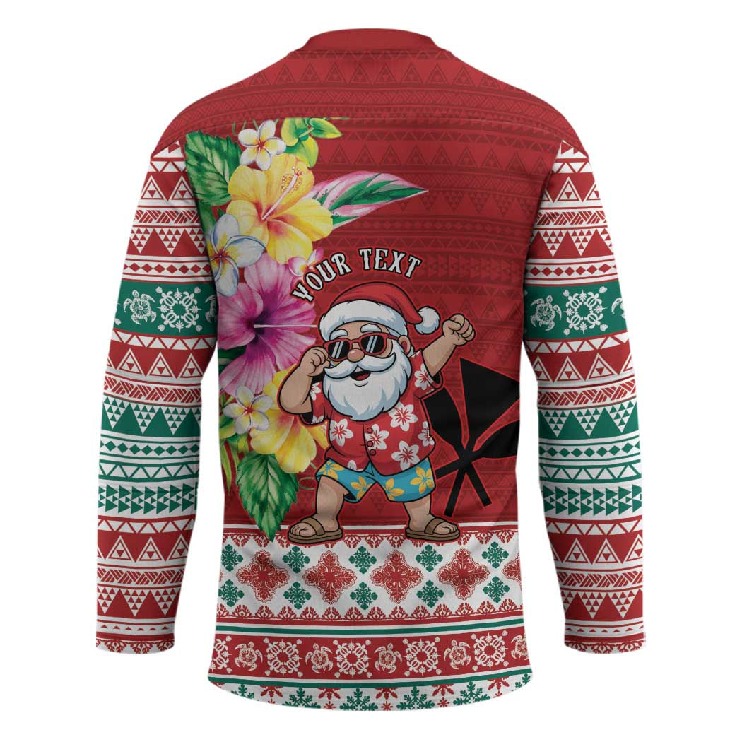 Santa Surf Mele Kalikimaka Personalized Hockey Jersey Aloha Tropical Christmas Vibes - Polynesian Pride