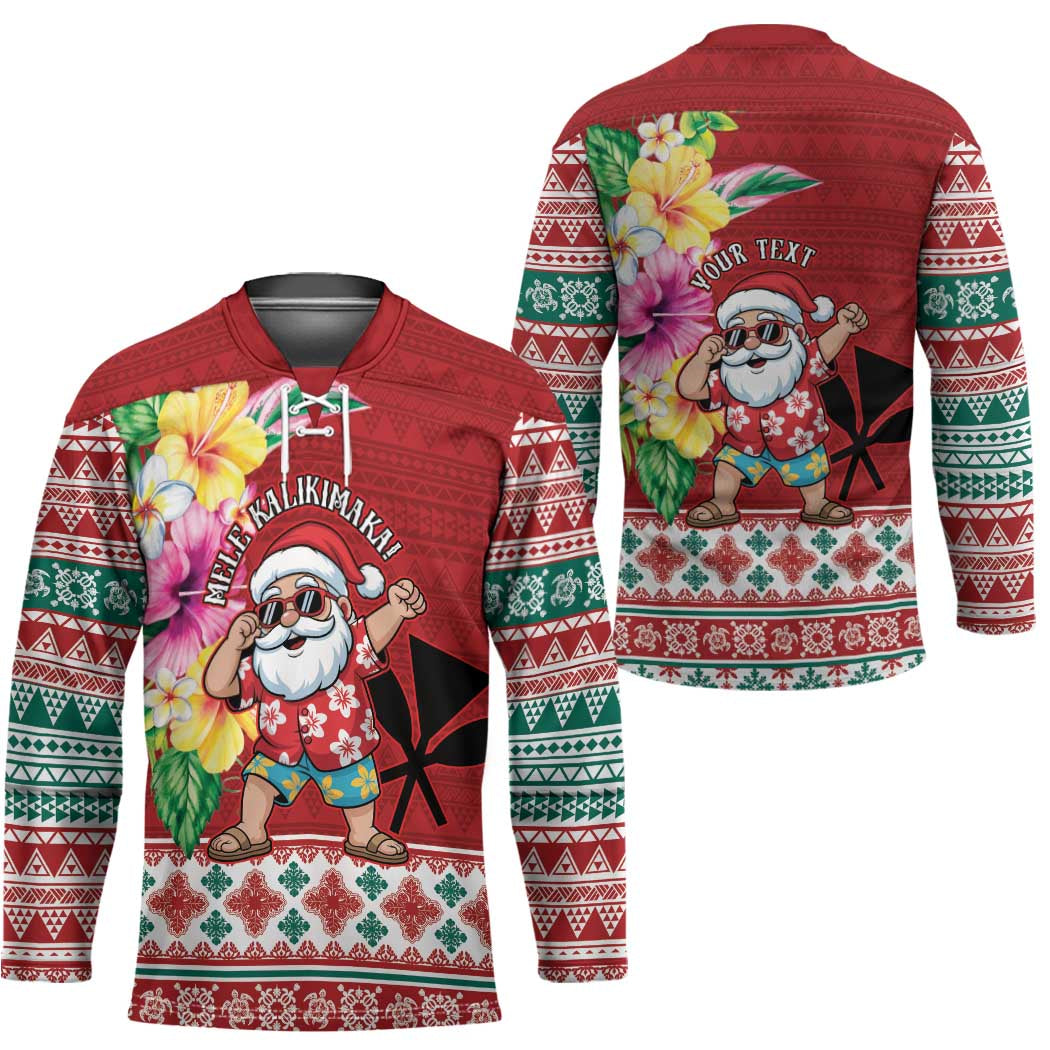 Santa Surf Mele Kalikimaka Personalized Hockey Jersey Aloha Tropical Christmas Vibes - Polynesian Pride