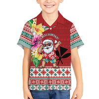Santa Surf Mele Kalikimaka Personalized Kid Hawaiian Shirt Aloha Tropical Christmas Vibes - Polynesian Pride