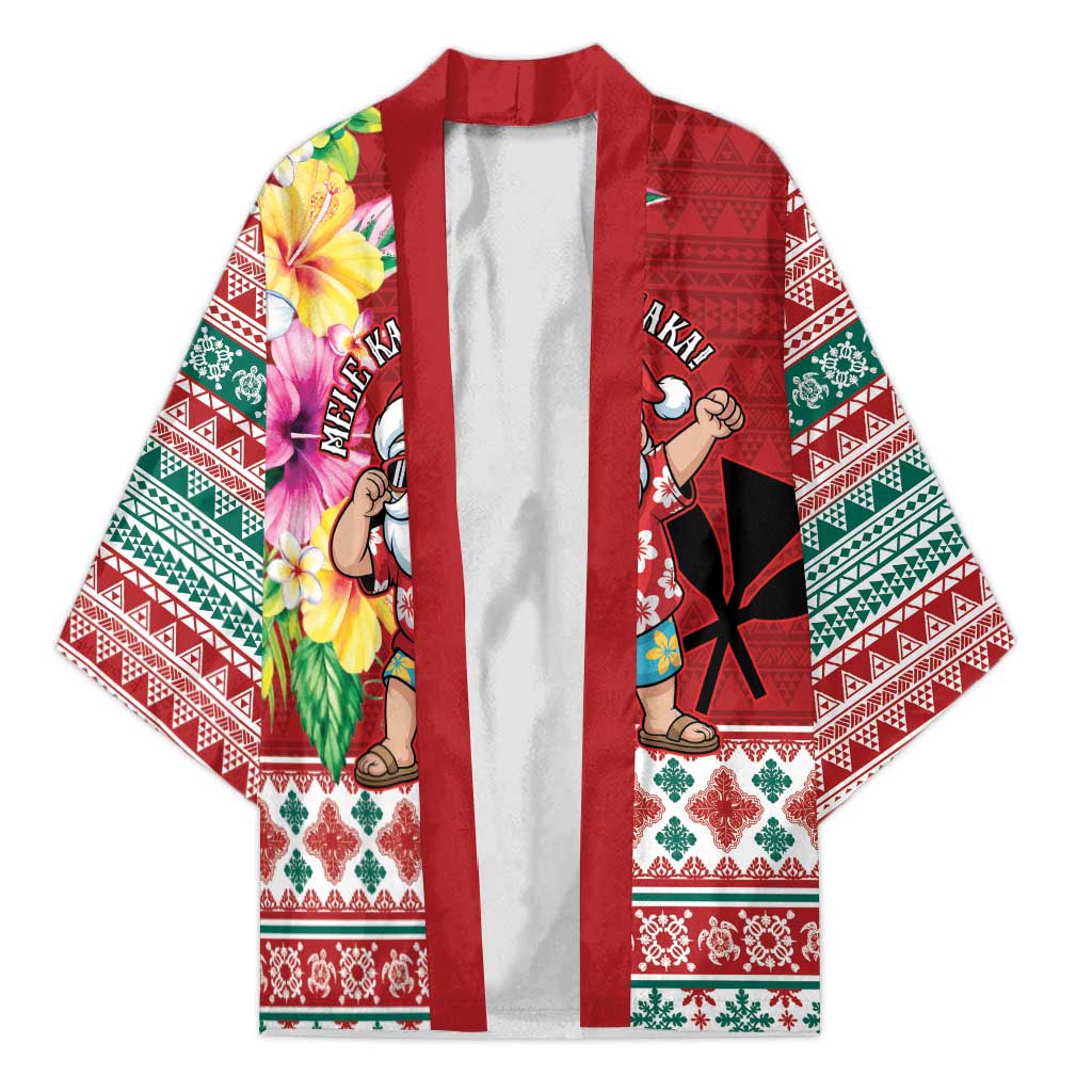 Santa Surf Mele Kalikimaka Personalized Kimono Aloha Tropical Christmas Vibes - Polynesian Pride