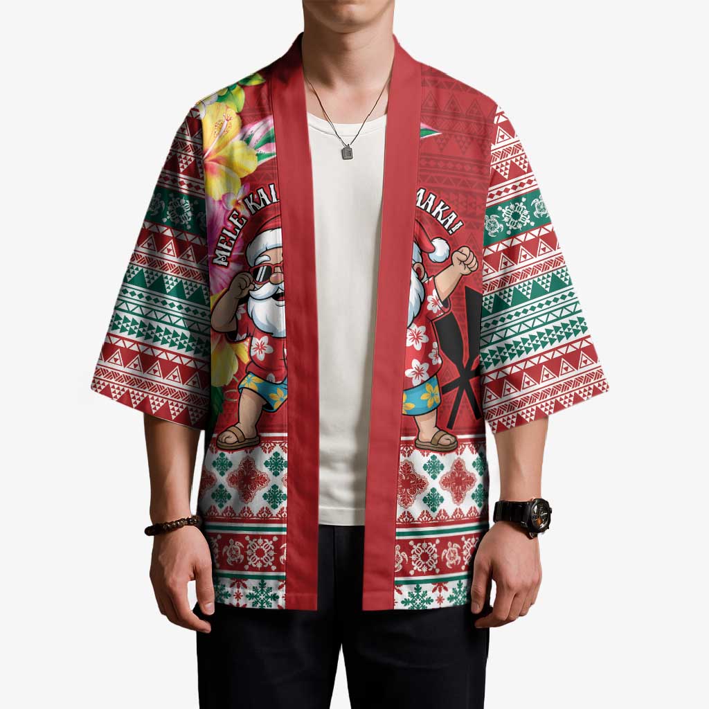 Santa Surf Mele Kalikimaka Personalized Kimono Aloha Tropical Christmas Vibes - Polynesian Pride