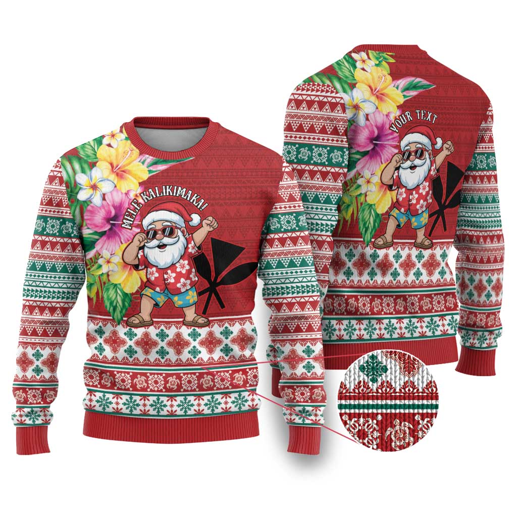 Santa Surf Mele Kalikimaka Personalized Ugly Christmas Sweater Aloha Tropical Christmas Vibes - Polynesian Pride
