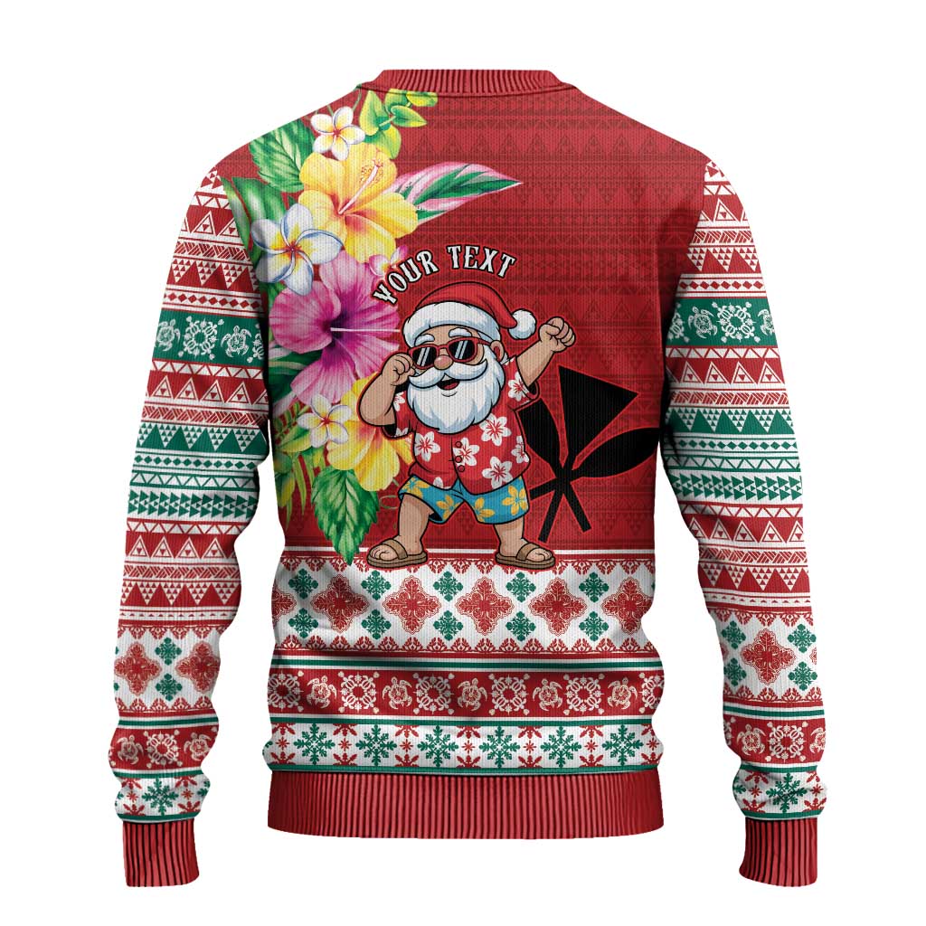 Santa Surf Mele Kalikimaka Personalized Ugly Christmas Sweater Aloha Tropical Christmas Vibes - Polynesian Pride