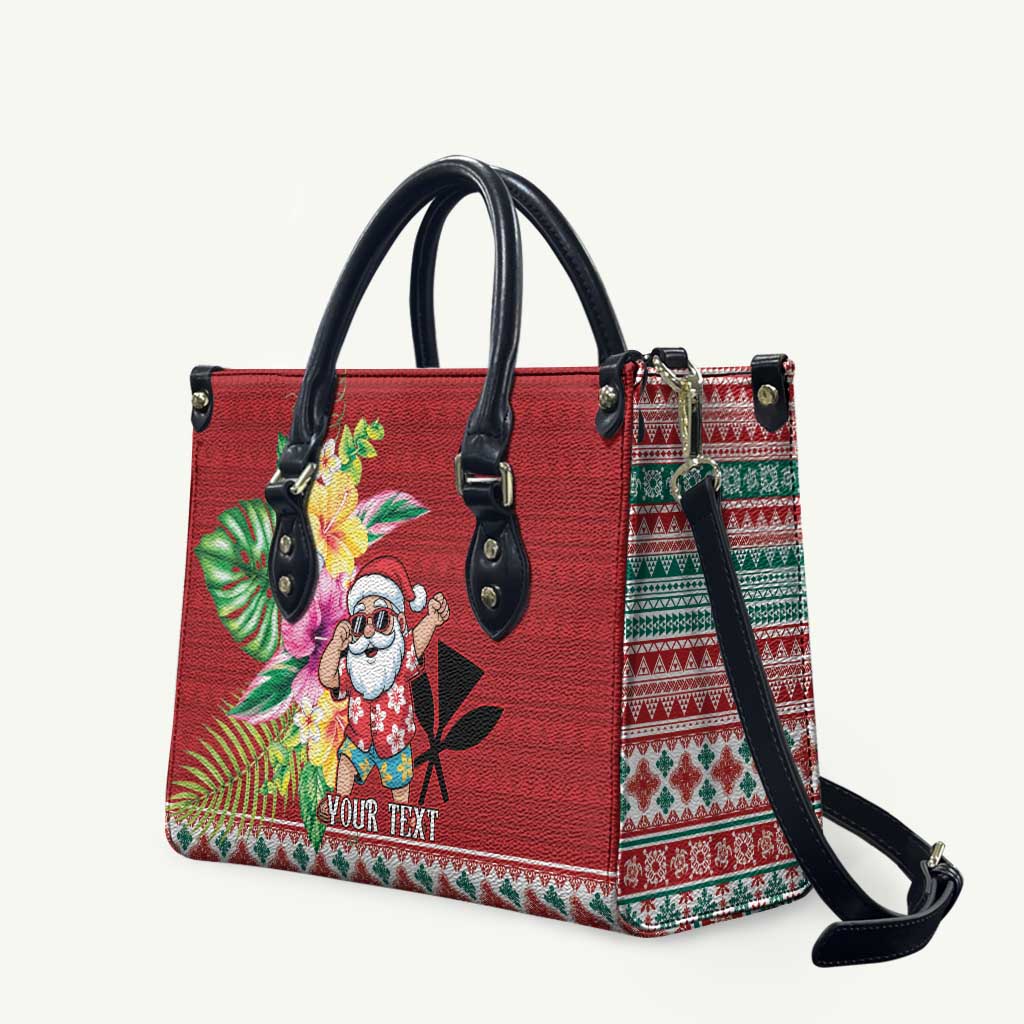 Santa Surf Mele Kalikimaka Personalized Leather Bag Aloha Tropical Christmas Vibes - Polynesian Pride