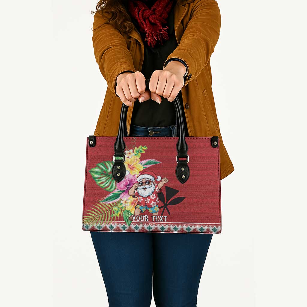 Santa Surf Mele Kalikimaka Personalized Leather Bag Aloha Tropical Christmas Vibes - Polynesian Pride