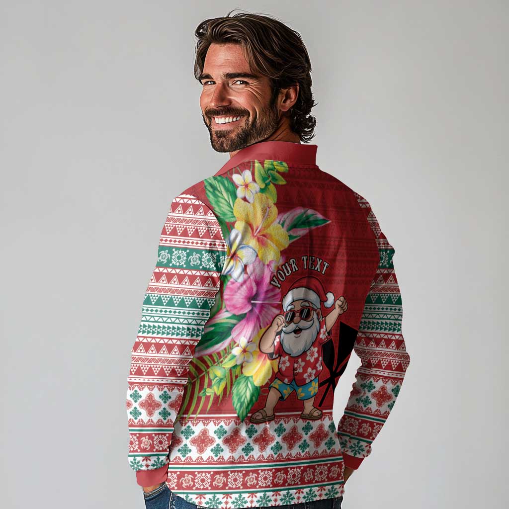 Santa Surf Mele Kalikimaka Personalized Long Sleeve Polo Shirt Aloha Tropical Christmas Vibes LT9 - Polynesian Pride