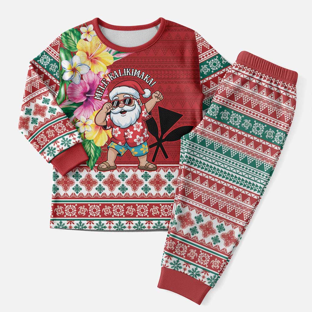 Santa Surf Mele Kalikimaka Personalized Christmas Pajama Set Aloha Tropical Christmas Vibes - Polynesian Pride
