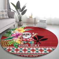 Santa Surf Mele Kalikimaka Personalized Round Carpet Aloha Tropical Christmas Vibes - Polynesian Pride