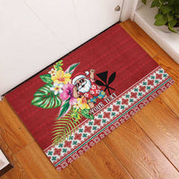 Santa Surf Mele Kalikimaka Personalized Rubber Doormat Aloha Tropical Christmas Vibes LT9 - Polynesian Pride