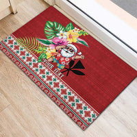Santa Surf Mele Kalikimaka Personalized Rubber Doormat Aloha Tropical Christmas Vibes LT9 - Polynesian Pride