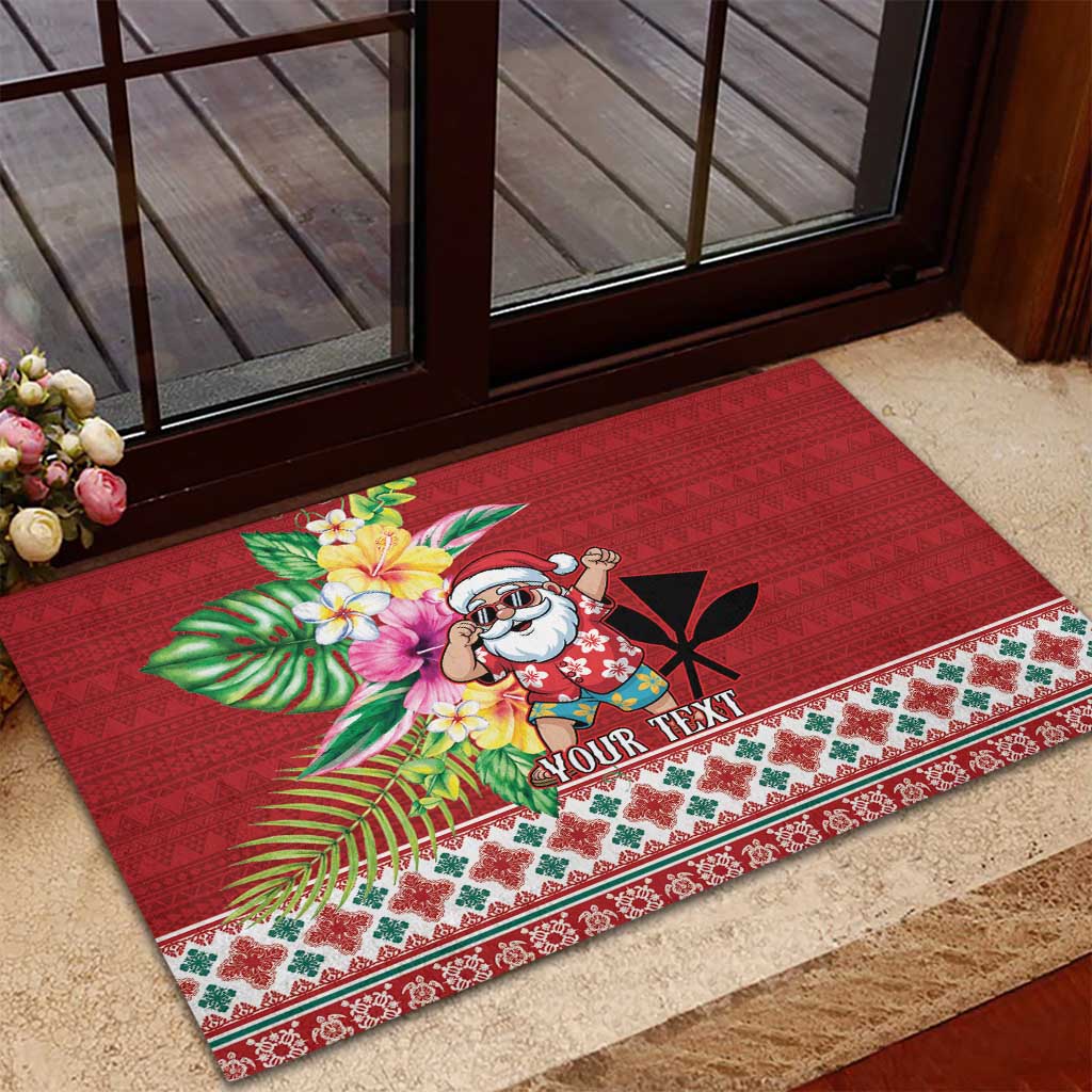 Santa Surf Mele Kalikimaka Personalized Rubber Doormat Aloha Tropical Christmas Vibes LT9 - Polynesian Pride