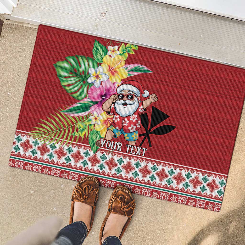 Santa Surf Mele Kalikimaka Personalized Rubber Doormat Aloha Tropical Christmas Vibes LT9 - Polynesian Pride
