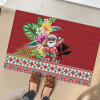 Santa Surf Mele Kalikimaka Personalized Rubber Doormat Aloha Tropical Christmas Vibes LT9 - Polynesian Pride
