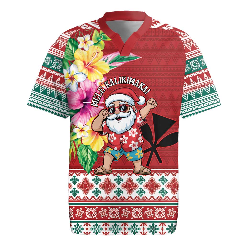 Santa Surf Mele Kalikimaka Personalized Rugby Jersey Aloha Tropical Christmas Vibes - Polynesian Pride