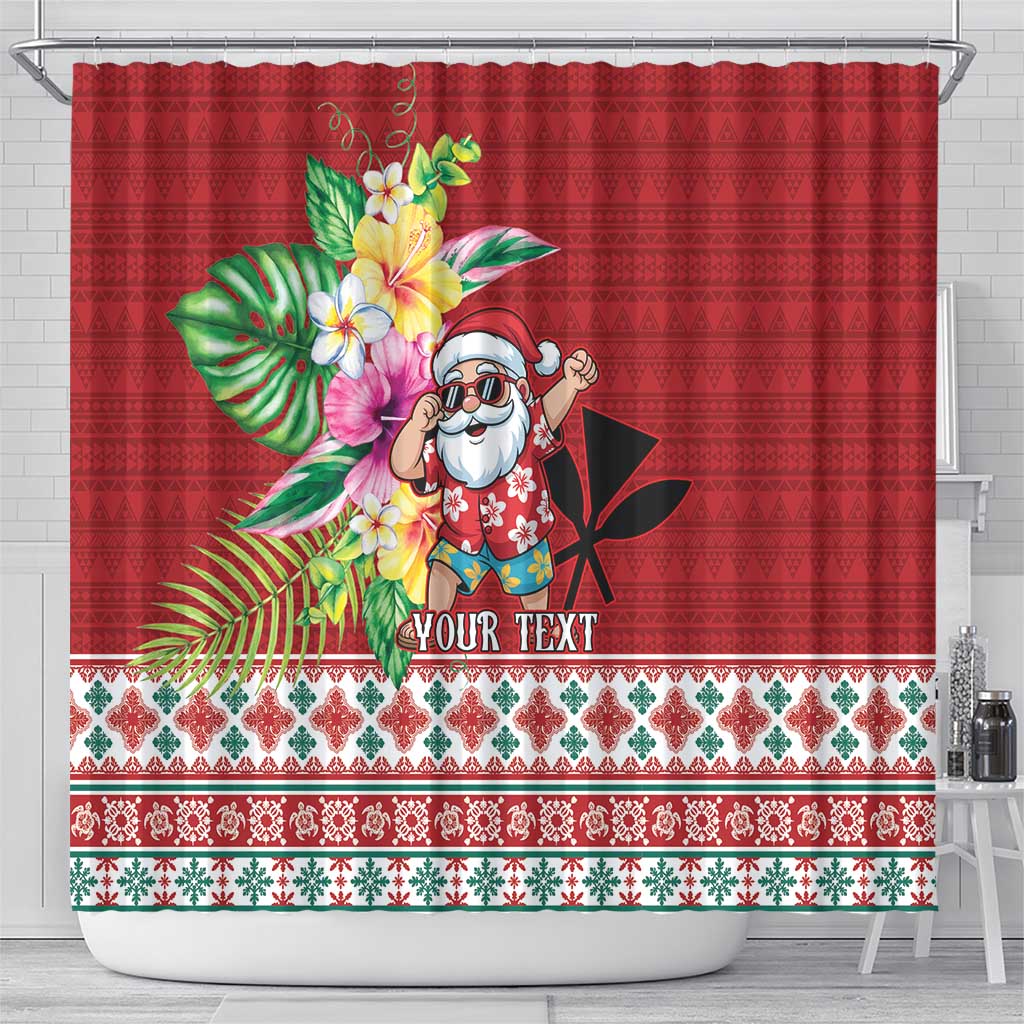 Santa Surf Mele Kalikimaka Personalized Shower Curtain Aloha Tropical Christmas Vibes - Polynesian Pride