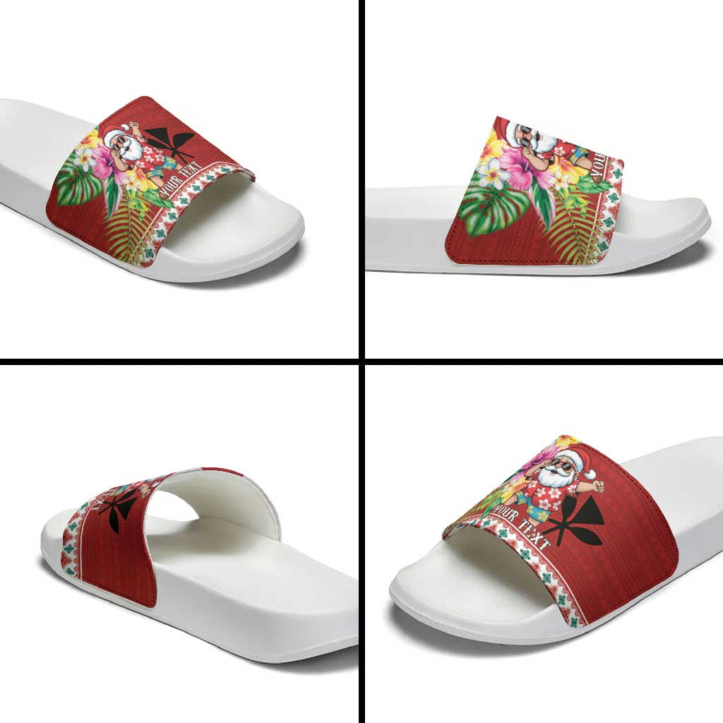 Santa Surf Mele Kalikimaka Personalized Slide Sandals Aloha Tropical Christmas Vibes - Polynesian Pride
