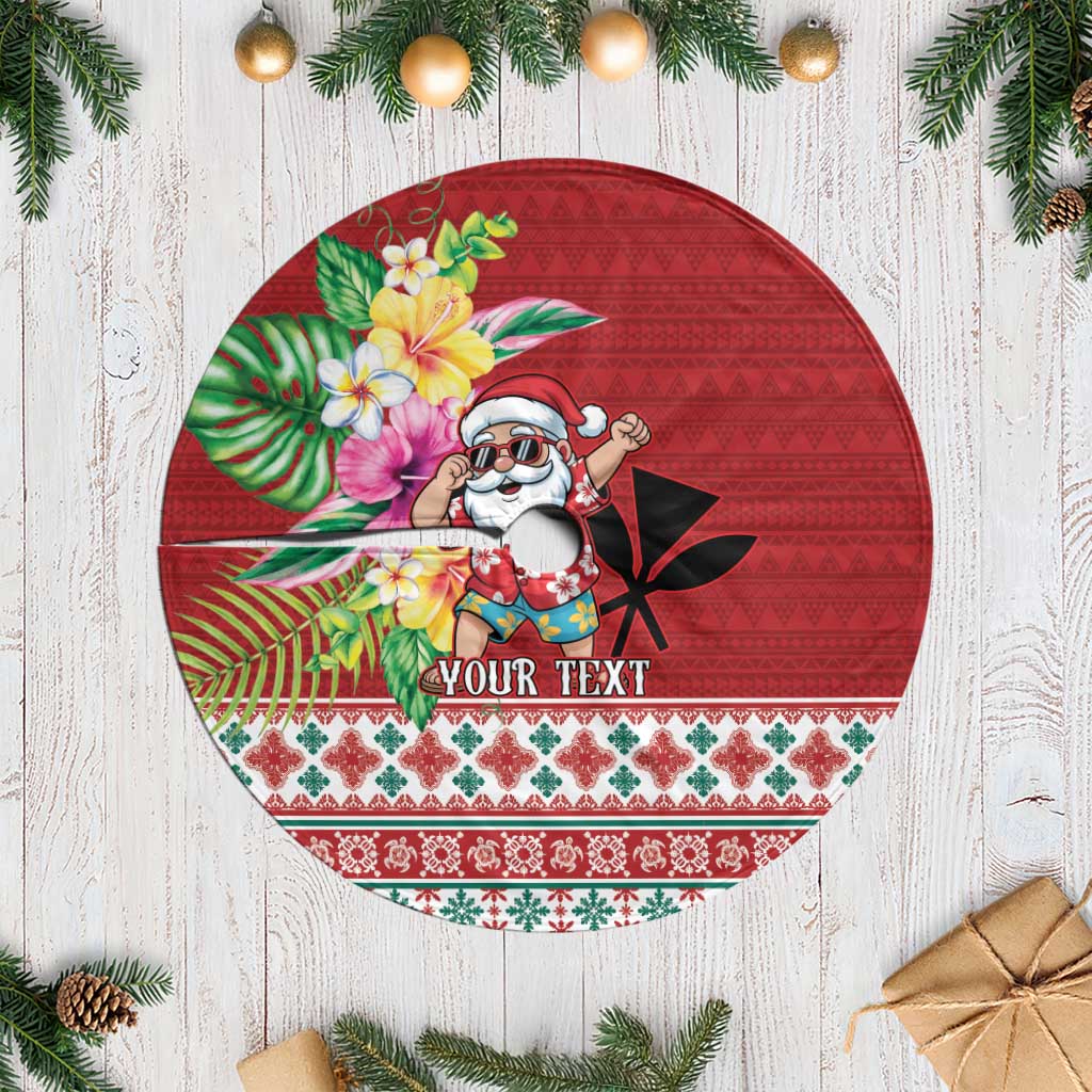 Santa Surf Mele Kalikimaka Personalized Tree Skirt Aloha Tropical Christmas Vibes - Polynesian Pride