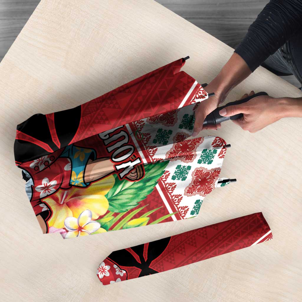Santa Surf Mele Kalikimaka Personalized Umbrella Aloha Tropical Christmas Vibes - Polynesian Pride