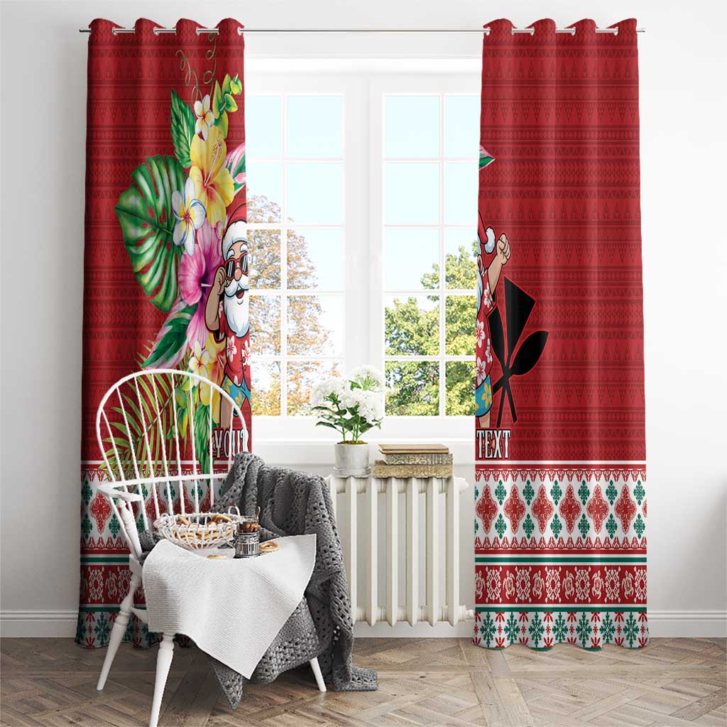 Santa Surf Mele Kalikimaka Personalized Window Curtain Aloha Tropical Christmas Vibes - Polynesian Pride
