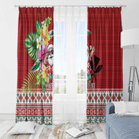 Santa Surf Mele Kalikimaka Personalized Window Curtain Aloha Tropical Christmas Vibes - Polynesian Pride