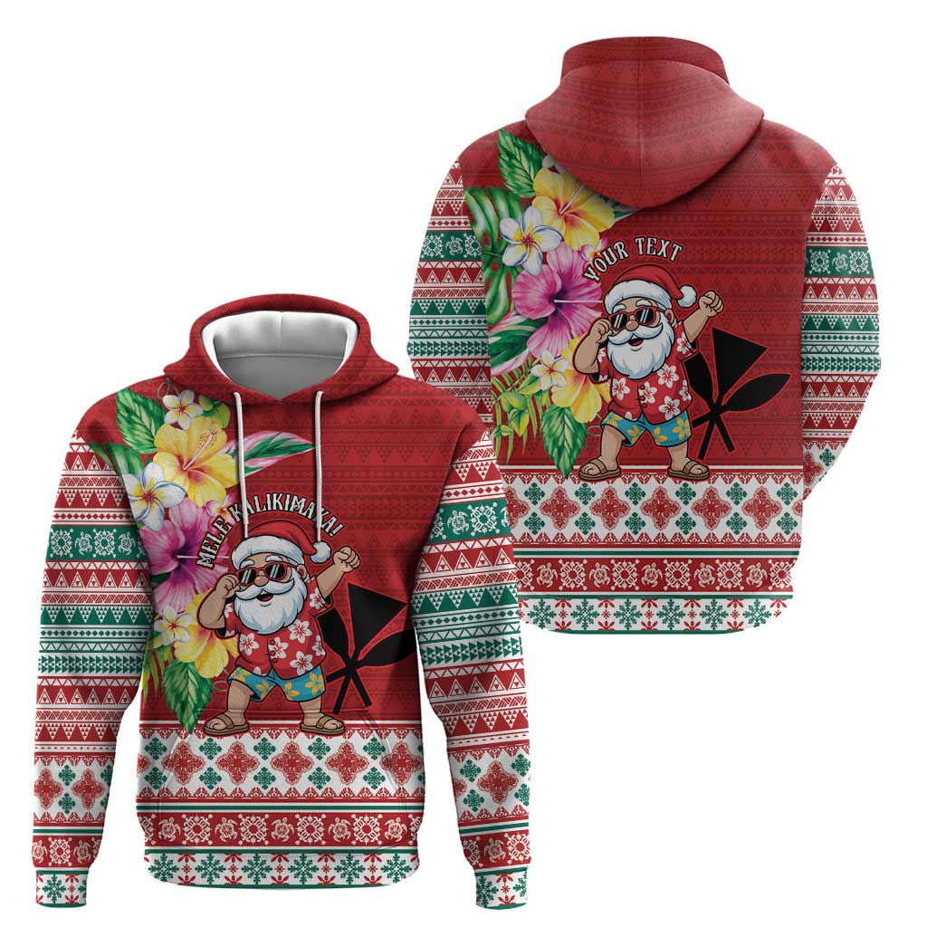 Santa Surf Mele Kalikimaka Personalized Zip Hoodie Aloha Tropical Christmas Vibes - Polynesian Pride