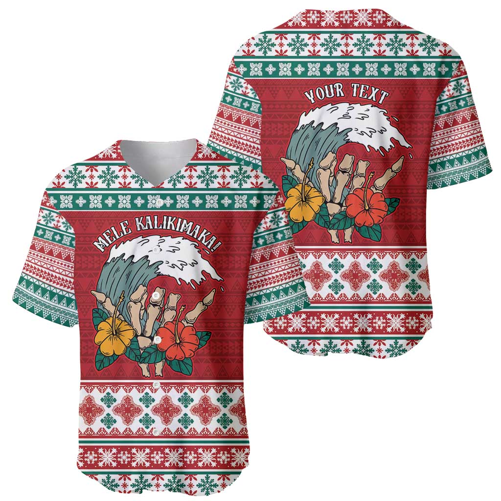 Shaka Sign Skull Mele Kalikimaka Personalized Baseball Jersey Hawaiian Quilt Pattern - Polynesian Pride