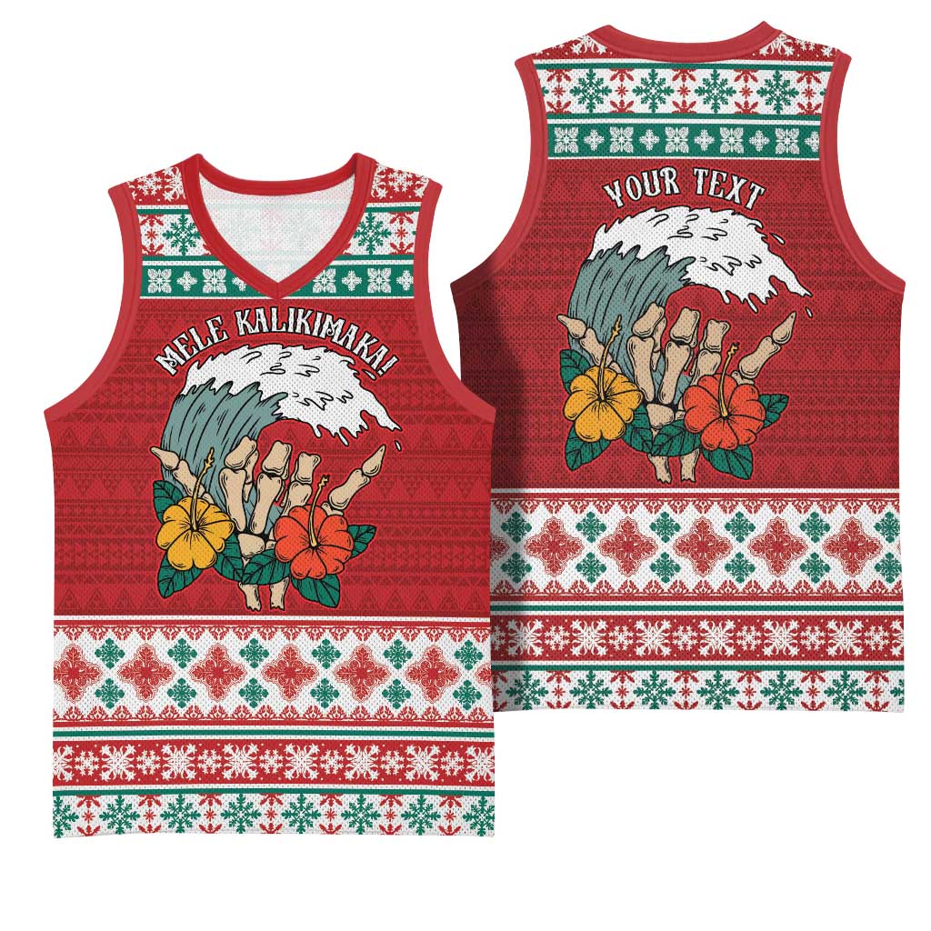 Shaka Sign Skull Mele Kalikimaka Personalized Basketball Jersey Hawaiian Quilt Pattern - Polynesian Pride