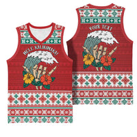 Shaka Sign Skull Mele Kalikimaka Personalized Basketball Jersey Hawaiian Quilt Pattern - Polynesian Pride