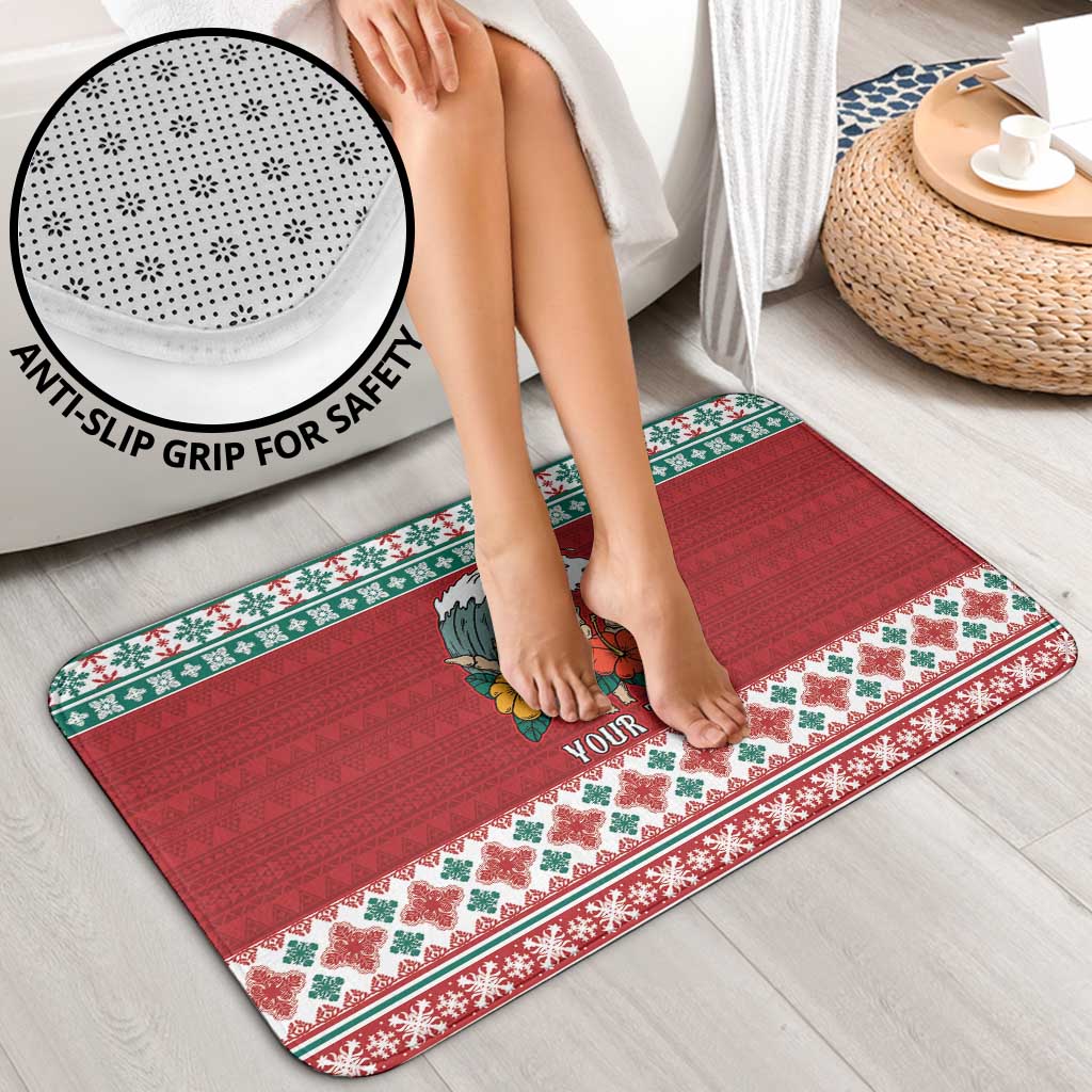 Shaka Sign Skull Mele Kalikimaka Personalized Bathroom Set Hawaiian Quilt Pattern - Polynesian Pride
