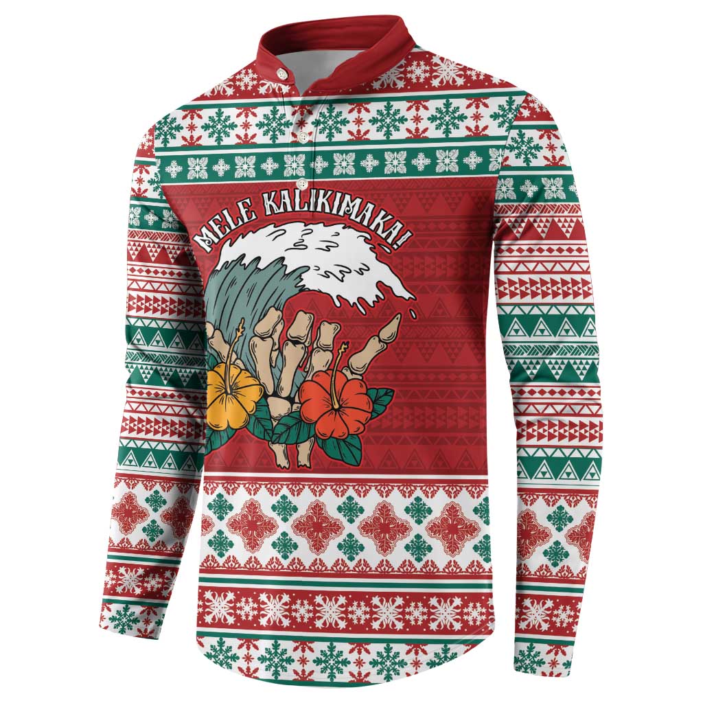 Shaka Sign Skull Mele Kalikimaka Personalized Button Sweatshirt Hawaiian Quilt Pattern - Polynesian Pride