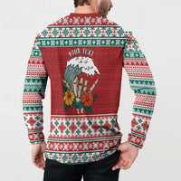 Shaka Sign Skull Mele Kalikimaka Personalized Button Sweatshirt Hawaiian Quilt Pattern - Polynesian Pride