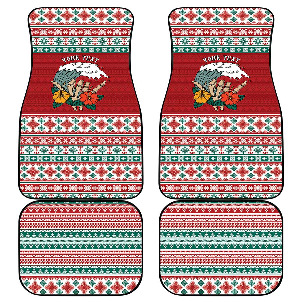 Shaka Sign Skull Mele Kalikimaka Personalized Car Mats Hawaiian Quilt Pattern - Polynesian Pride