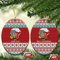 Shaka Sign Skull Mele Kalikimaka Personalized Ceramic Ornament Hawaiian Quilt Pattern - Polynesian Pride