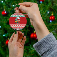 Shaka Sign Skull Mele Kalikimaka Personalized Ceramic Ornament Hawaiian Quilt Pattern - Polynesian Pride