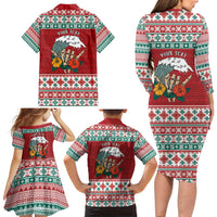 Shaka Sign Skull Mele Kalikimaka Personalized Family Matching Long Sleeve Bodycon Dress and Hawaiian Shirt Hawaiian Quilt Pattern - Polynesian Pride