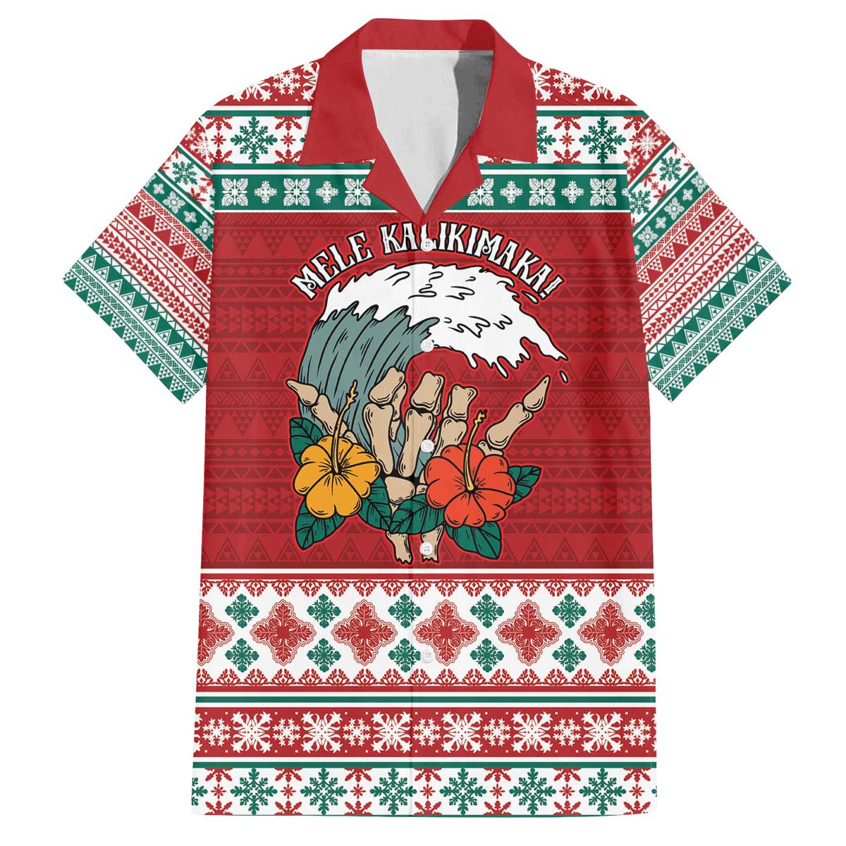 Shaka Sign Skull Mele Kalikimaka Personalized Family Matching Off The Shoulder Long Sleeve Dress and Hawaiian Shirt Hawaiian Quilt Pattern - Polynesian Pride